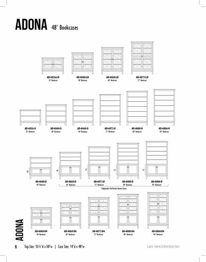 Adona 36" Bookcase With Top and Bottom Doors