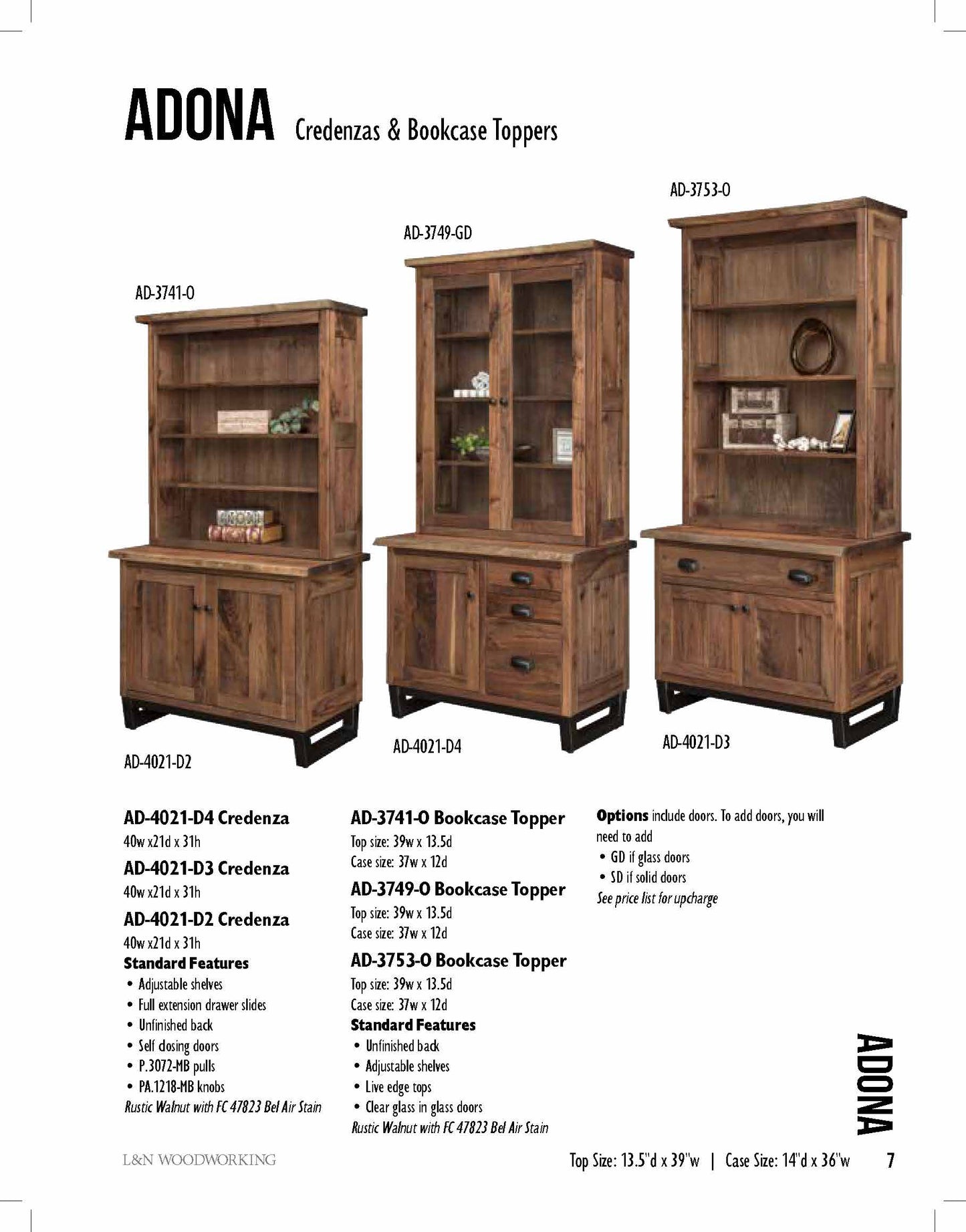Adona 36" Bookcase With Top and Bottom Doors