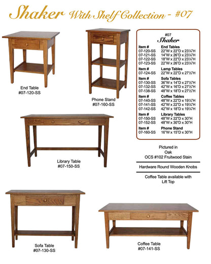 Shaker 36" Sofa Table With Shelf