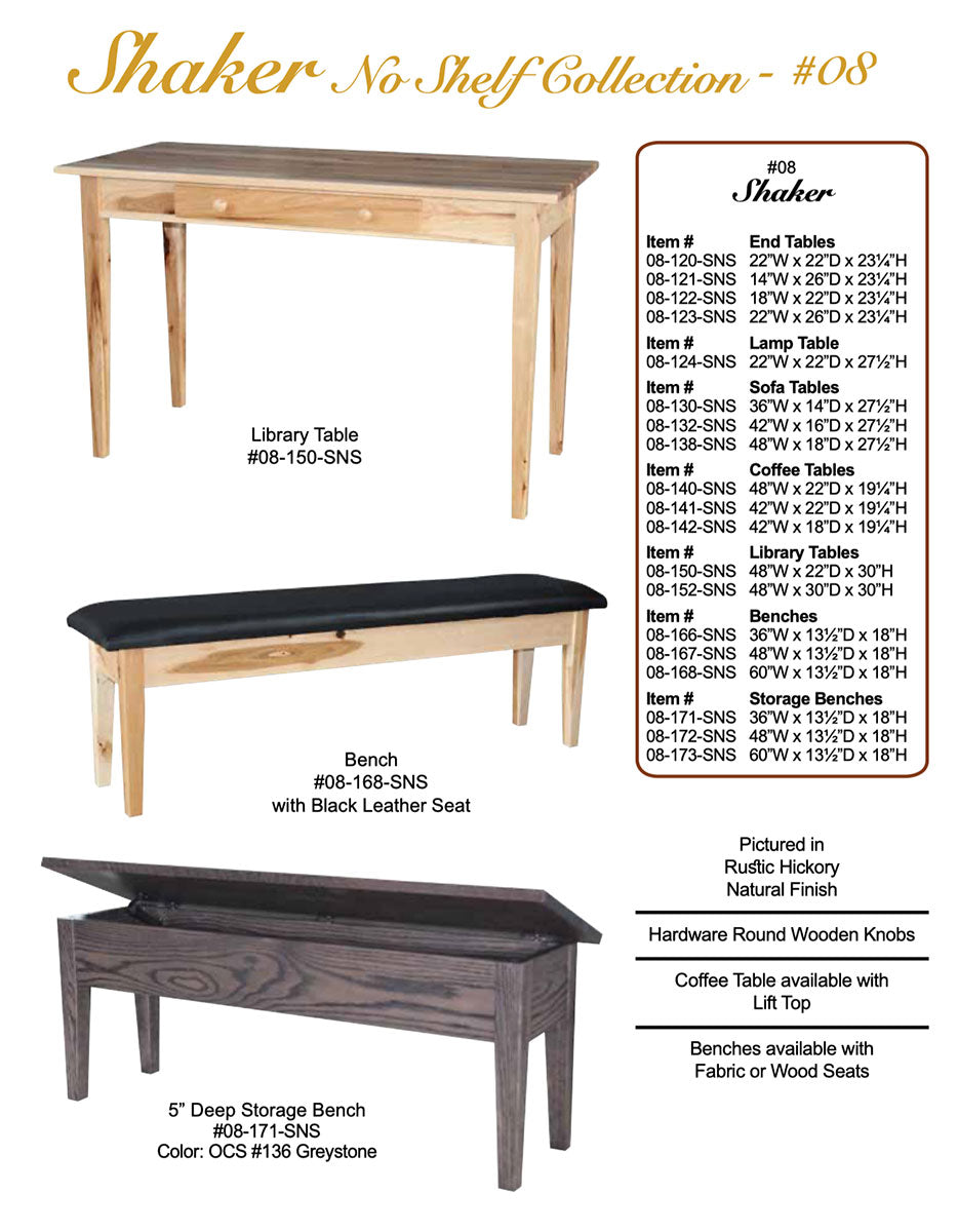 Shaker (No Shelf) 14" Chair Side Table With Drawer