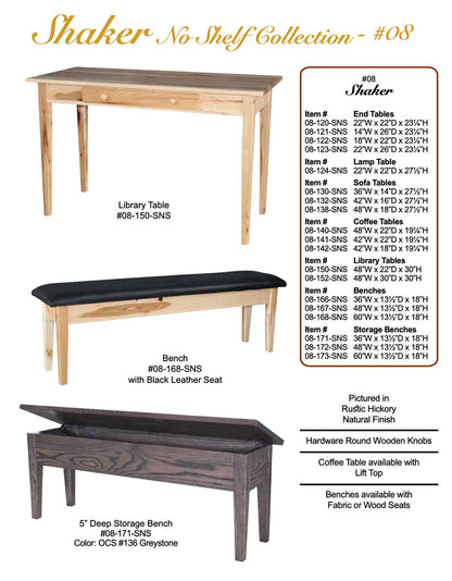 Shaker (No Shelf) 14" Chair Side Table With Drawer