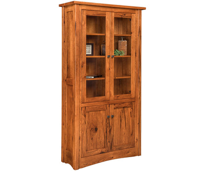 Aspen 37" Bookcase With Top and Bottom Doors