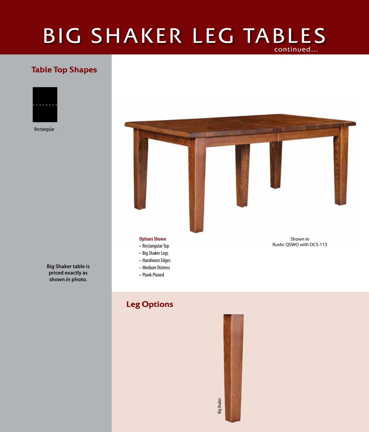 Big Shaker Leg Table catalog page