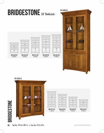 Bridgestone  36" Bookcase With Top and Bottom Doors