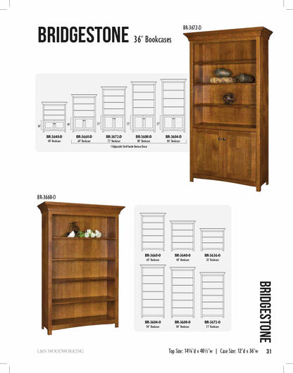 Bridgestone  36" Bookcase With Top and Bottom Doors