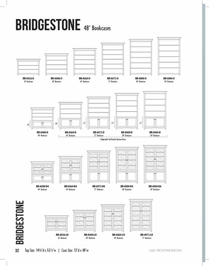 Bridgestone  36" Bookcase With Top and Bottom Doors