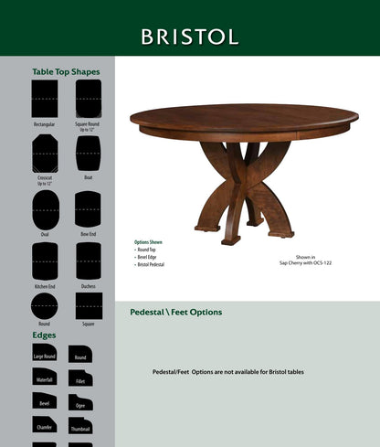 Bristol Single Pedestal Table catalog page