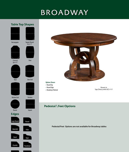 Broadway Single Pedestal Table catalog page
