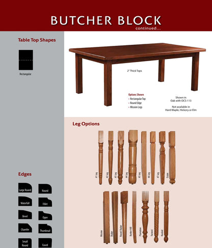 Butcher Block Table catalog page