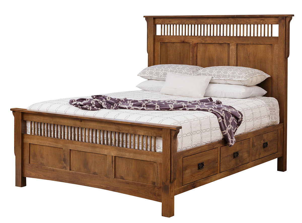 Lancaster Mission Raised Six Drawer Platform Bed