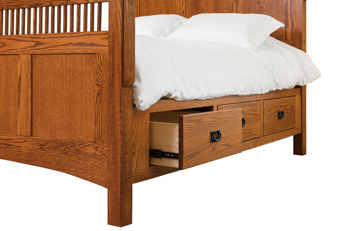 Lancaster Mission Raised Six Drawer Platform Bed