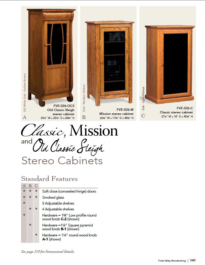 Classic Stereo Cabinet W/4 Adj. Shelves