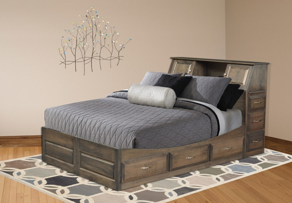 Sleigh Space Saver Bookcase Pedestal Bed