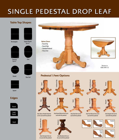 Drop Leaf Single Pedestal Table catalog page
