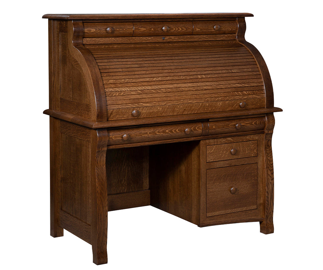 Castlebury Single Pedestal Rolltop Desk – 48W”