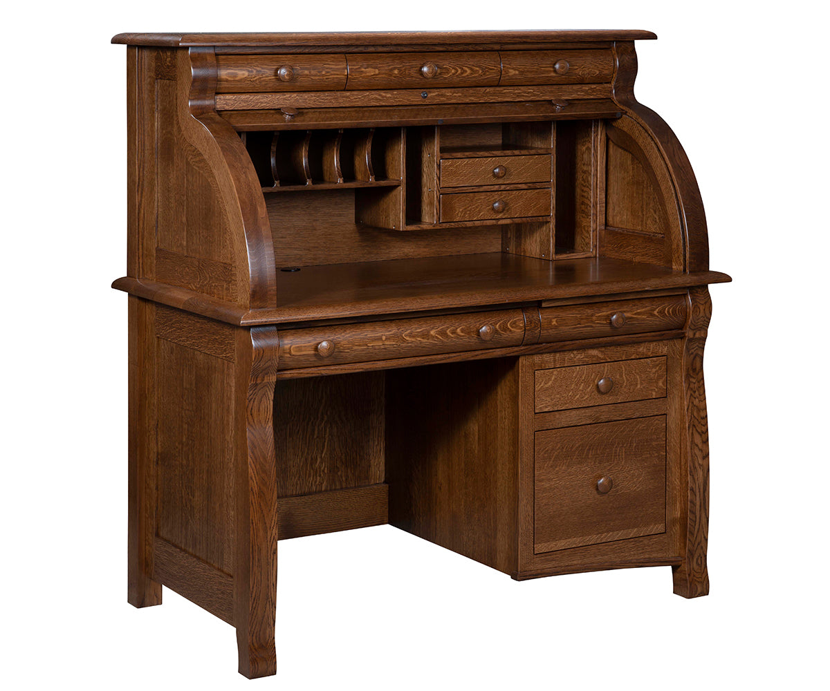 Castlebury Single Pedestal Rolltop Desk – 48W”