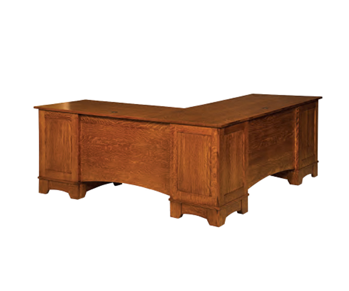 72" Noble Mission L Desk with Optional Hutch and Paper Organizer