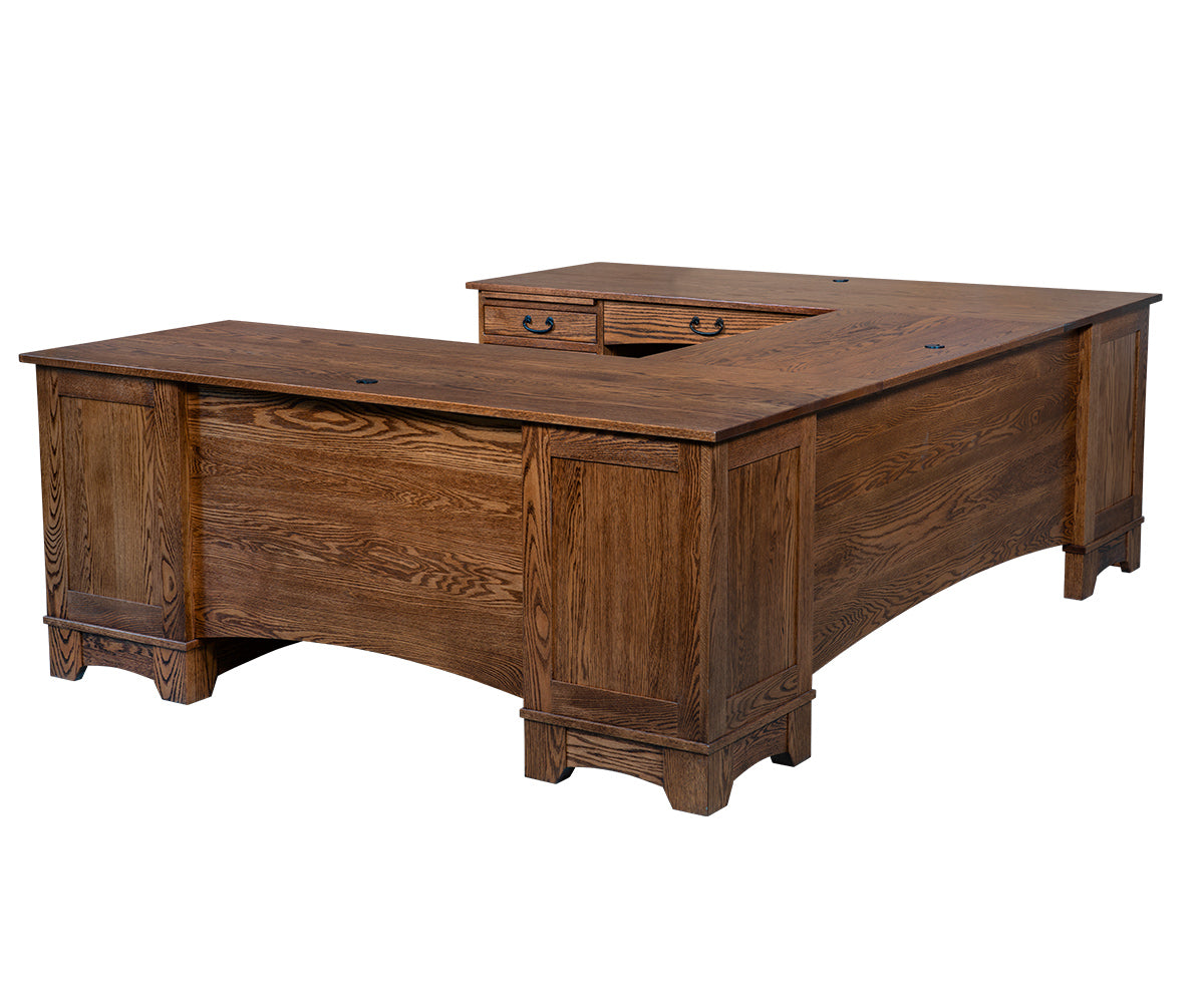 Noble Mission U Desk w/ Hutch, Paper Organizer, and Patron Top Organizer