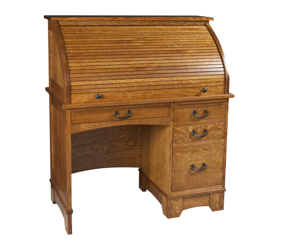 Single Pedestal Noble Mission Rolltop Desk – 42W”