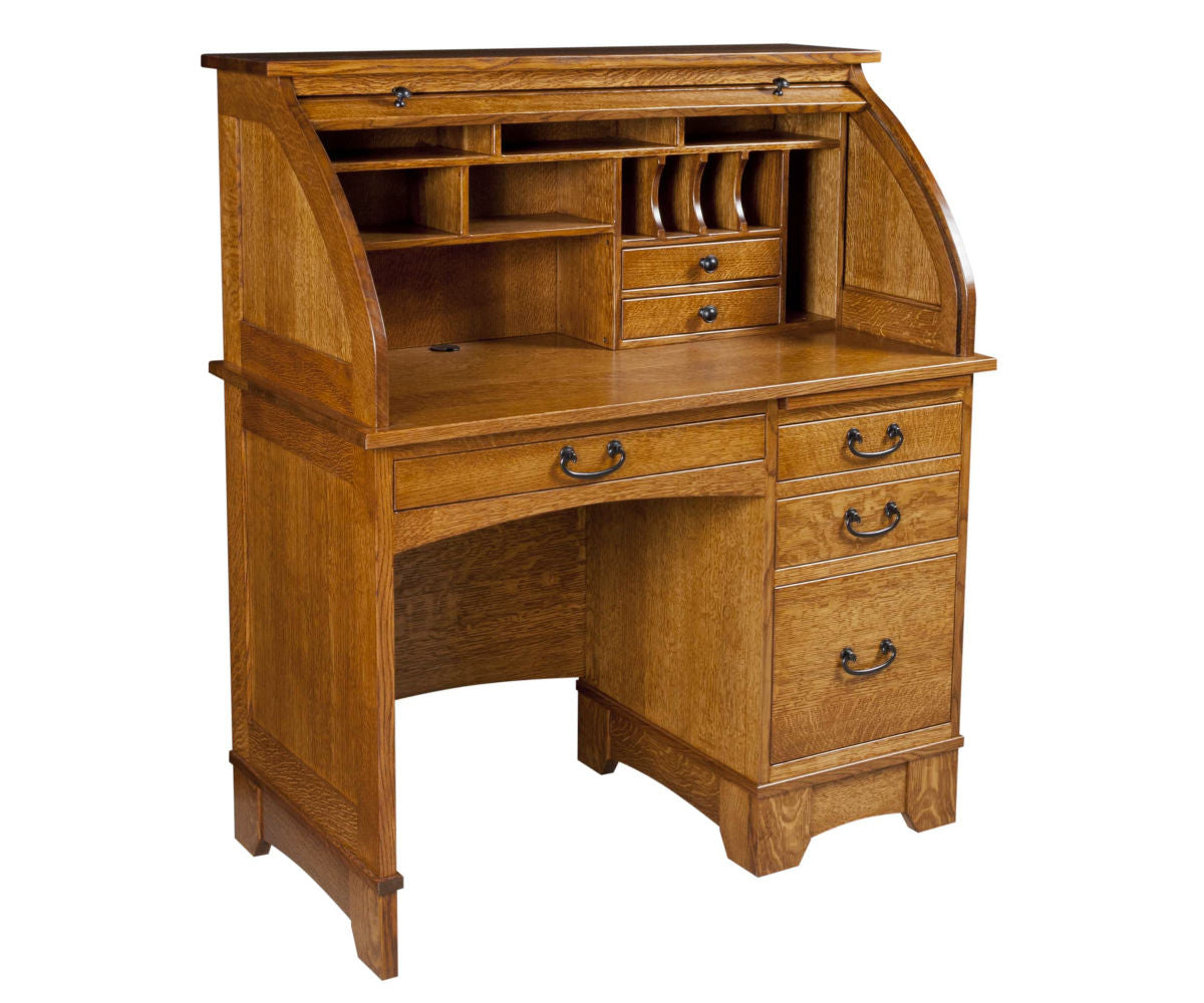 Single Pedestal Noble Mission Rolltop Desk – 42W”