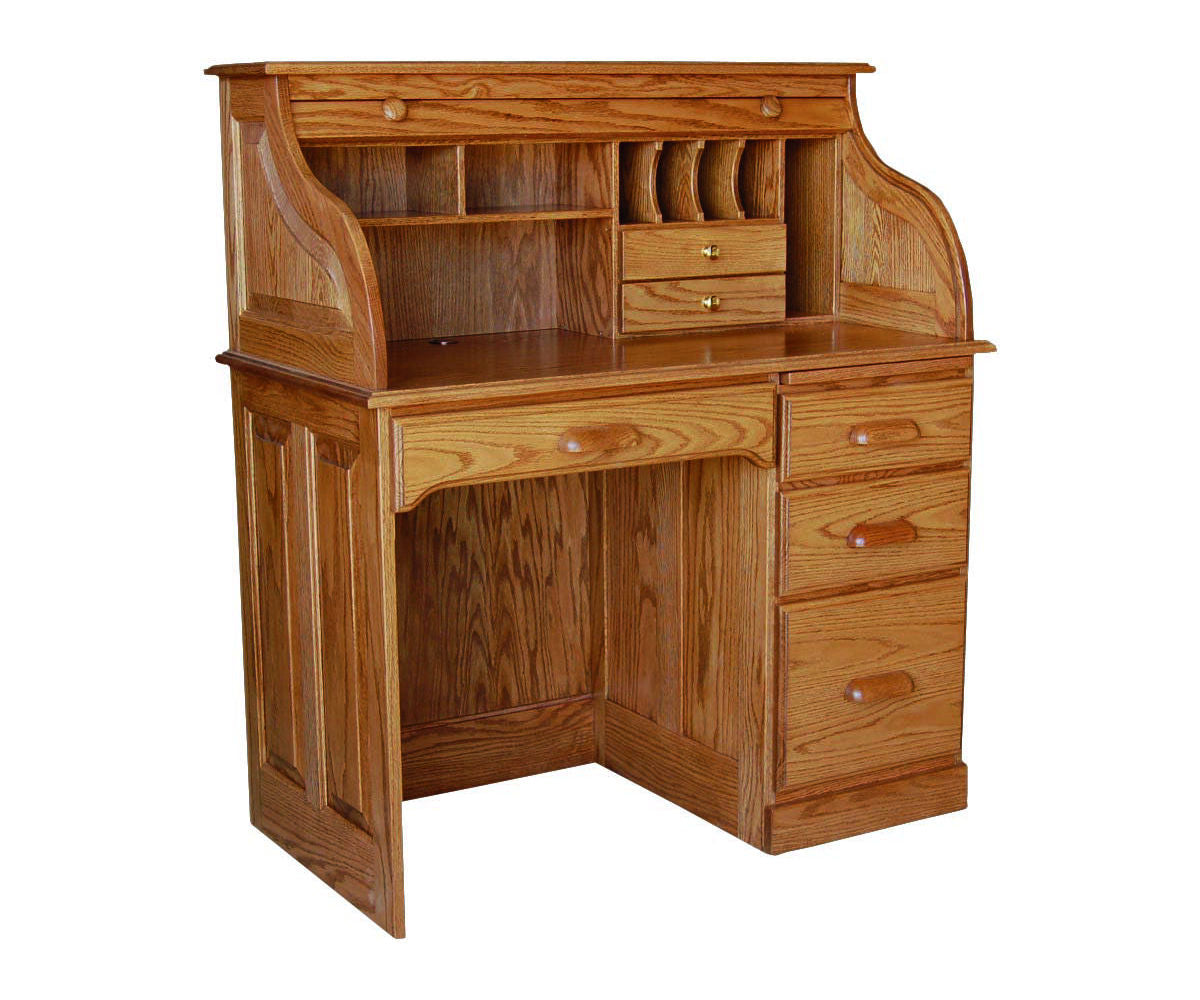 Traditional 42" Single Pedestal Rolltop Desk