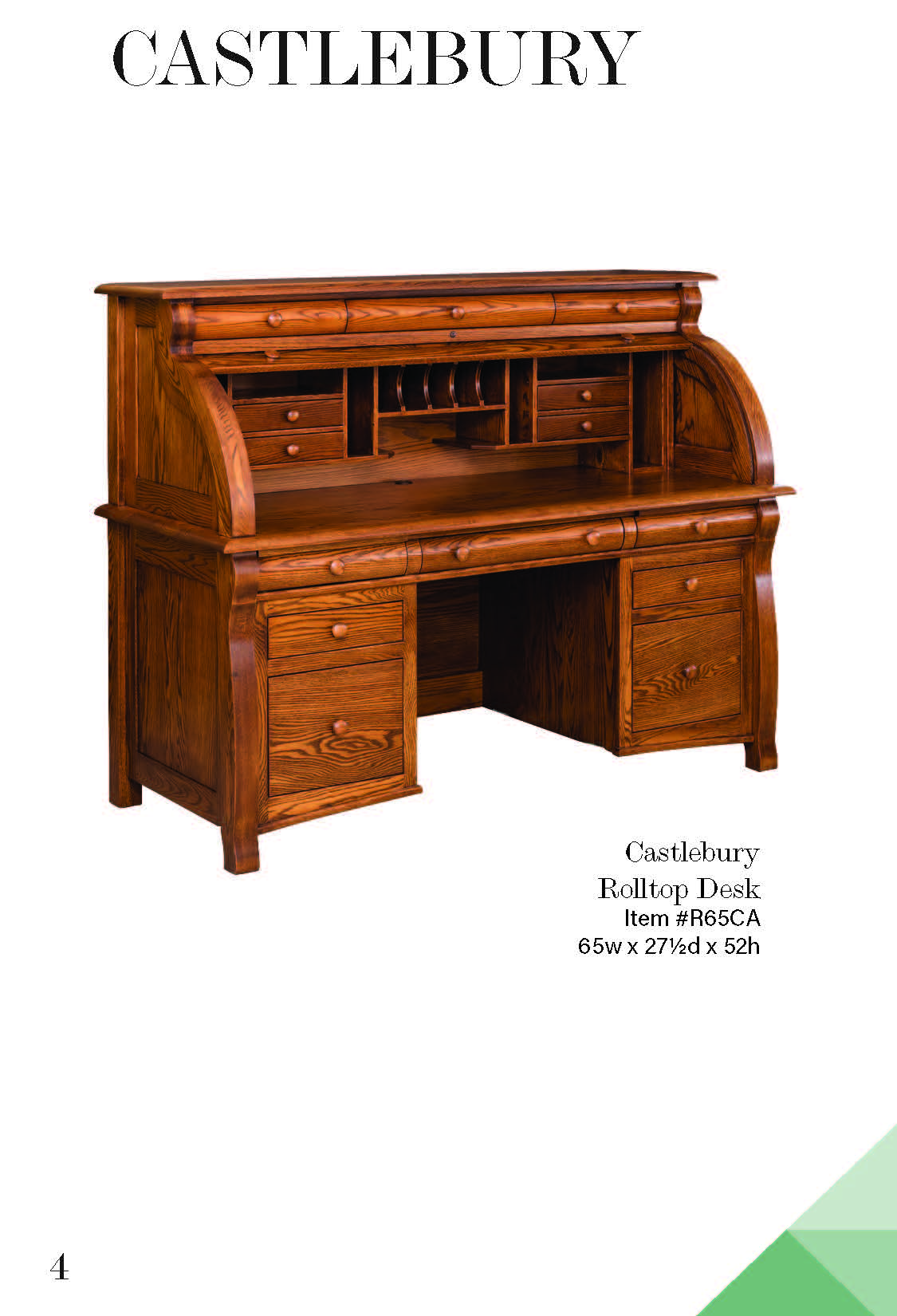 Castlebury Rolltop Desk – 65W”