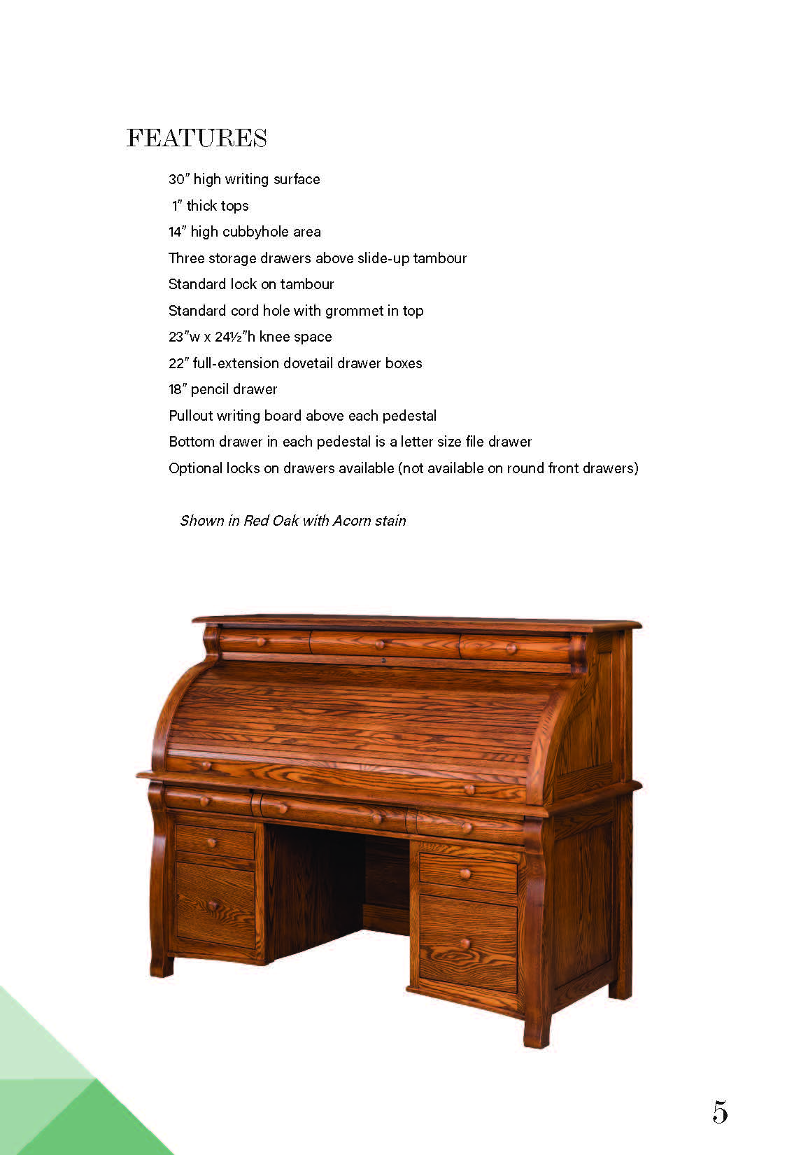 Castlebury Rolltop Desk – 65W”