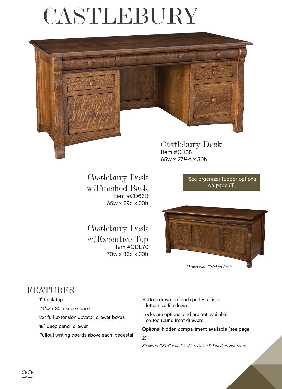 Castlebury Executive Desk – 70W”