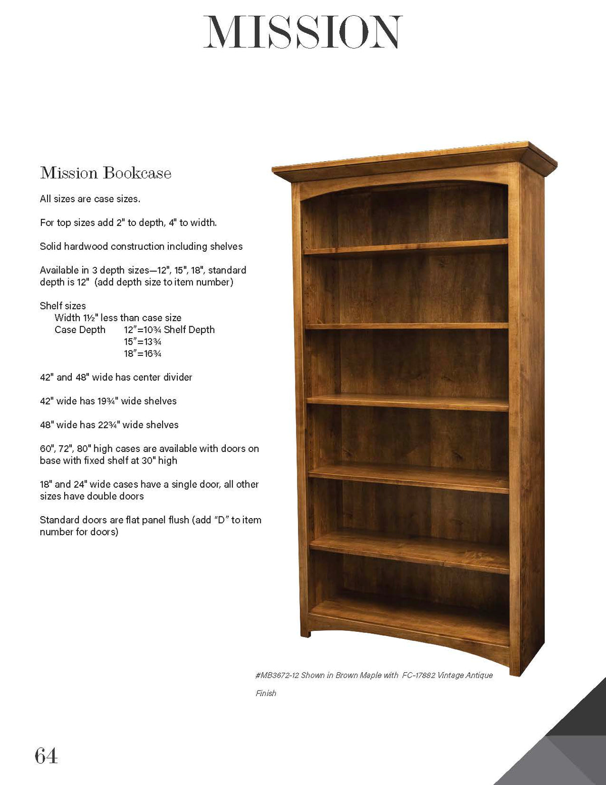 30"–36"W Mission Bookcase