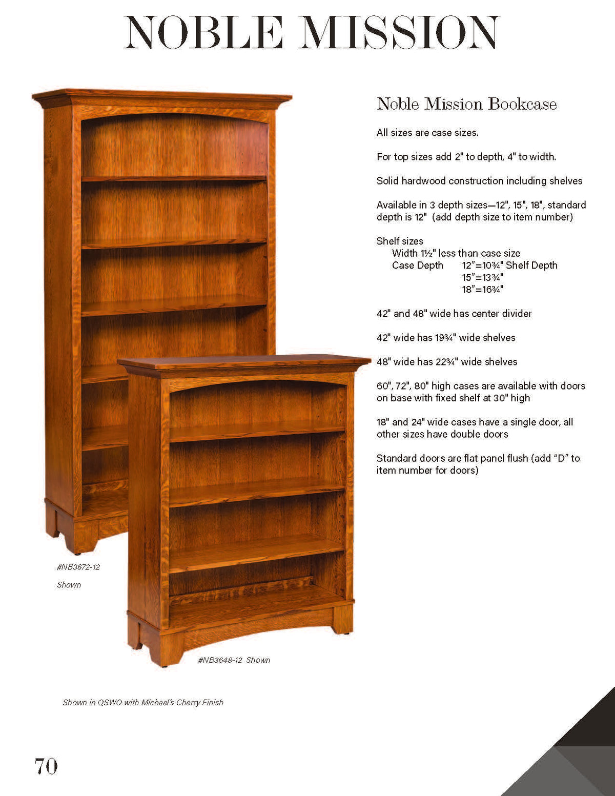 30"–36"W Noble Mission Bookcase