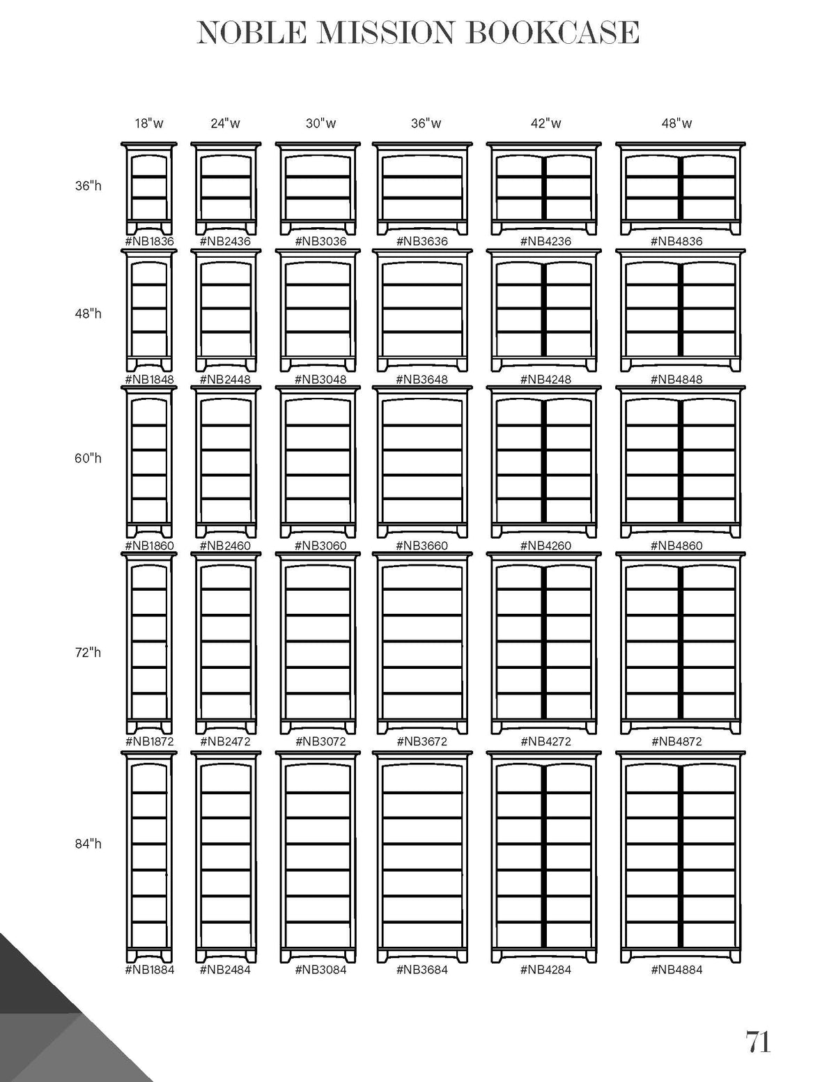 30"–36"W Noble Mission Bookcase