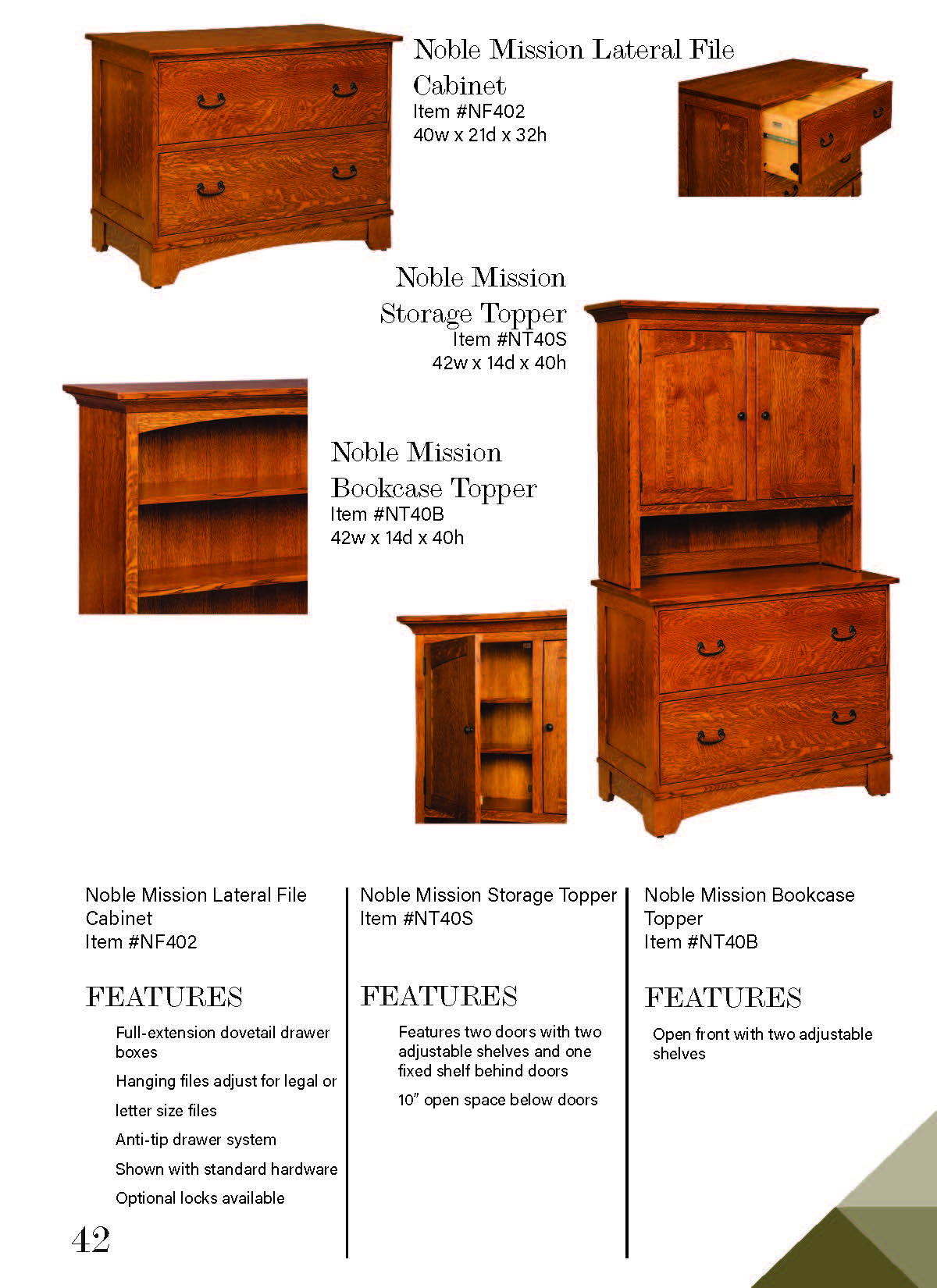 Noble Mission Lateral File Cabinet with Optional Topper