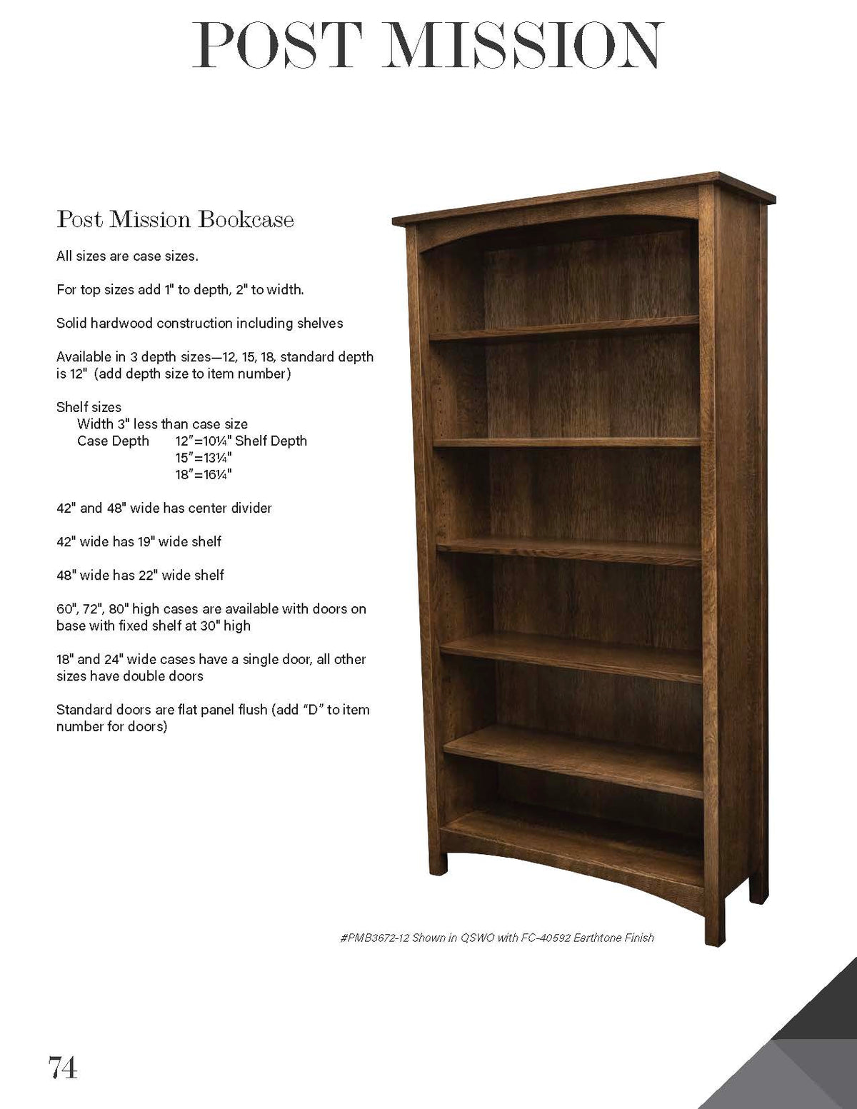 30"–36"W Post Mission Bookcase