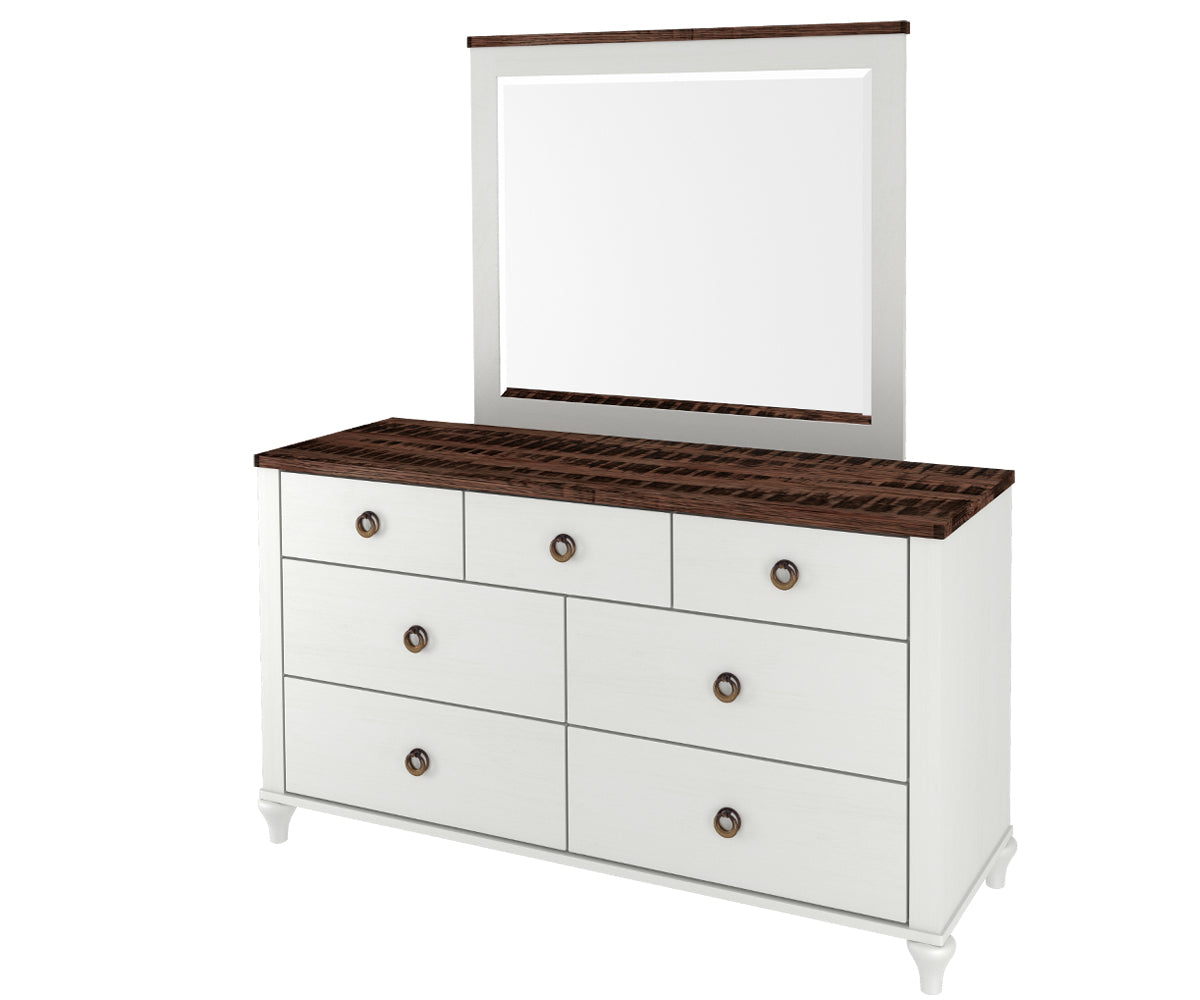 Alcan Low Dresser with Small Bev Mirror