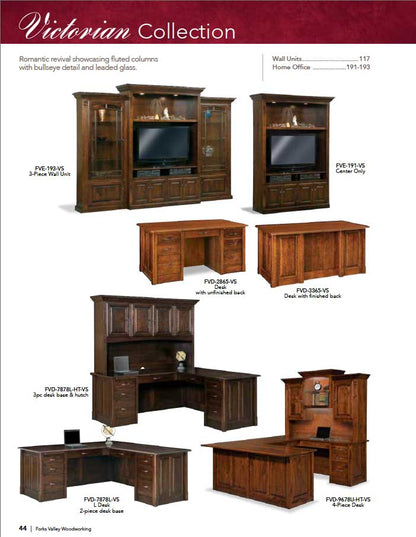 Victorian Double Pedestal 7 Drawer Desk W/Unfinished Back