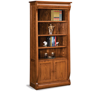 Old Classic Sleigh 4 Shelf, 2 Door Bookcase