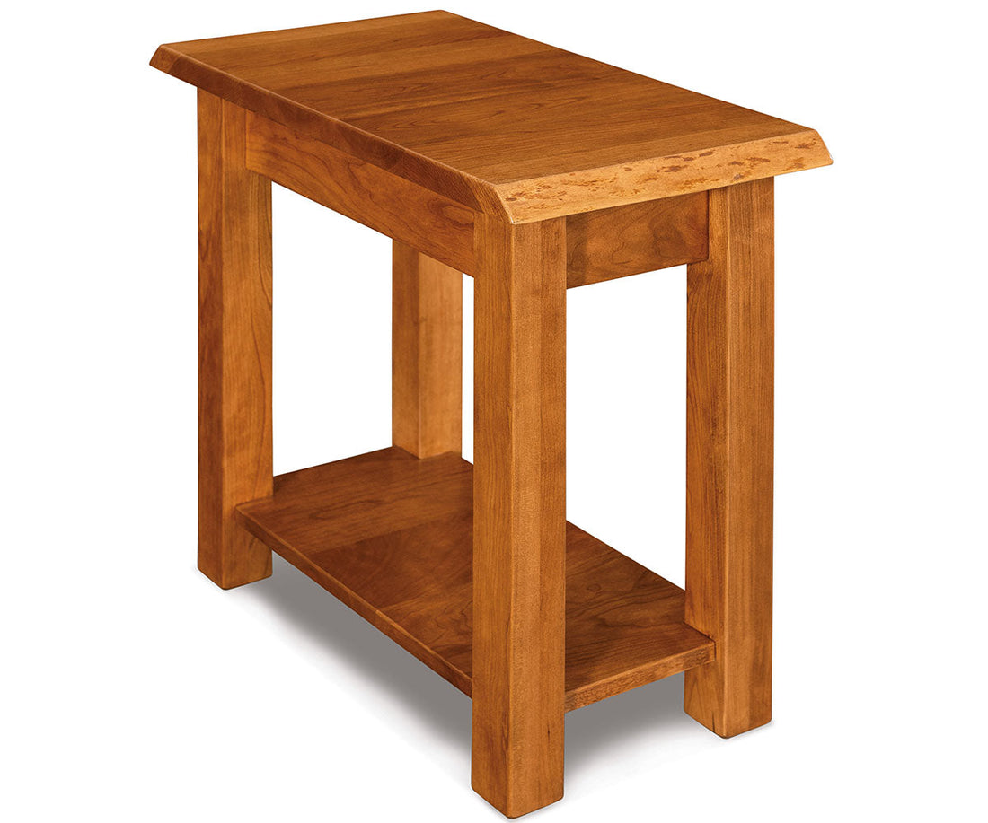 Timbra Open Chair Side End Table No Drawer And Live Edge Top