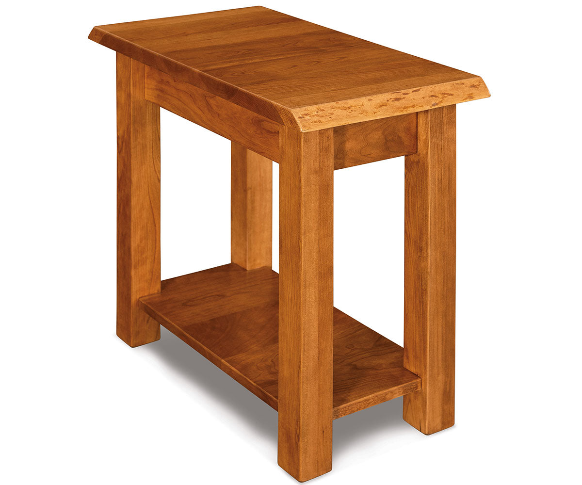 Timbra Open Chair Side End Table No Drawer And Live Edge Top