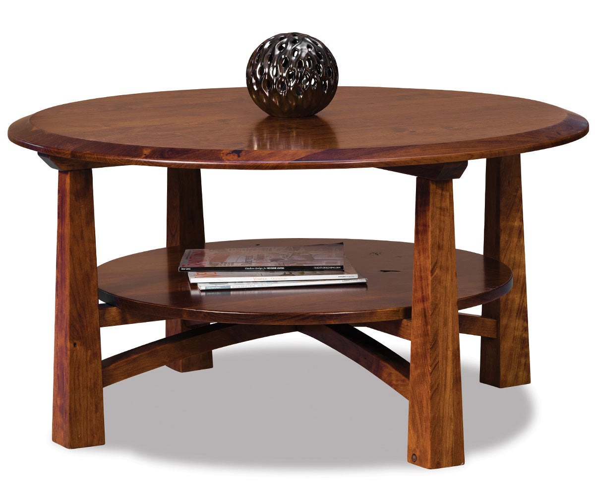 Artesa 38" Round Solid Top Coffee Table W/Shelf