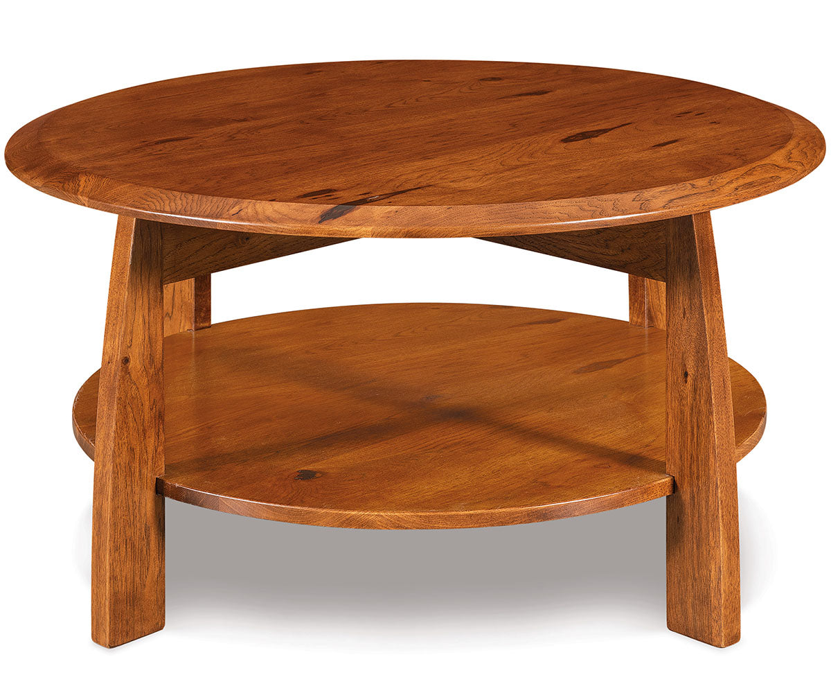 Boulder Creek 38" Round Solid Top Coffee Table W/Shelf
