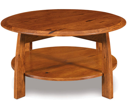 Boulder Creek 38" Round Solid Top Coffee Table W/Shelf