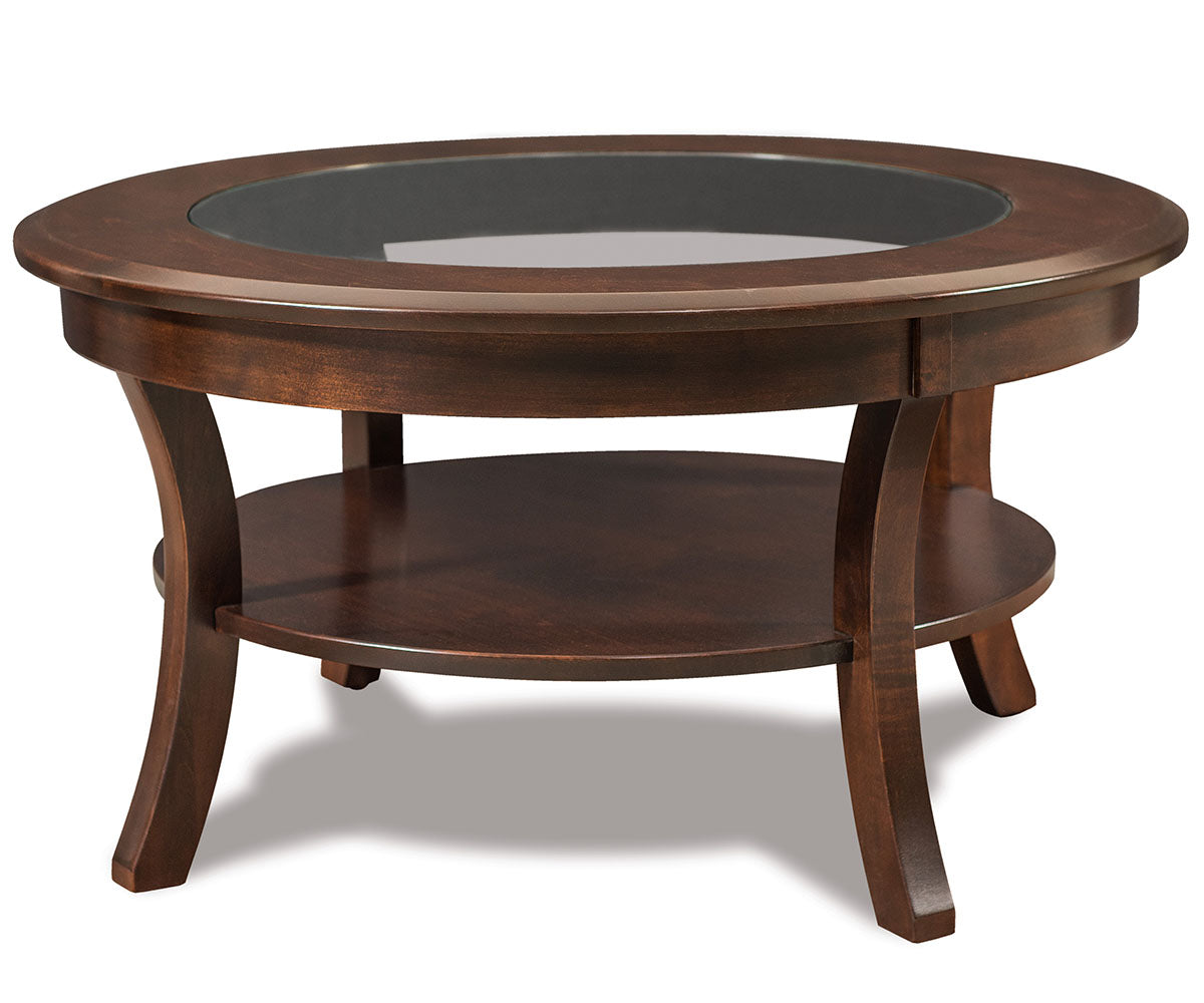 Sierra 38" Round Glass Top Coffee Table W/Shelf