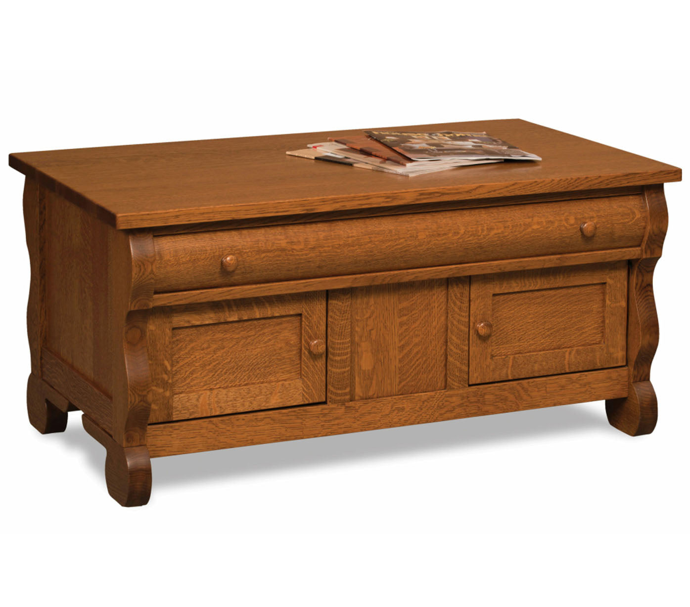 Old Classic Sleigh Enclosed Coffee Table W/Drawer, Doors