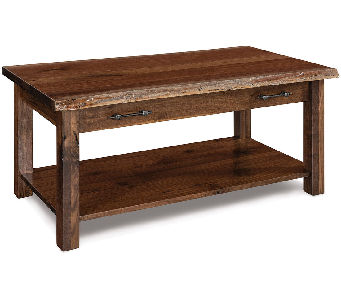 Timbra Open Coffee Table W/Drawer And Live Edge Top