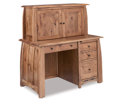 Boulder Creek Single Pedestal Desk 4 Drawer With Optional Hutch