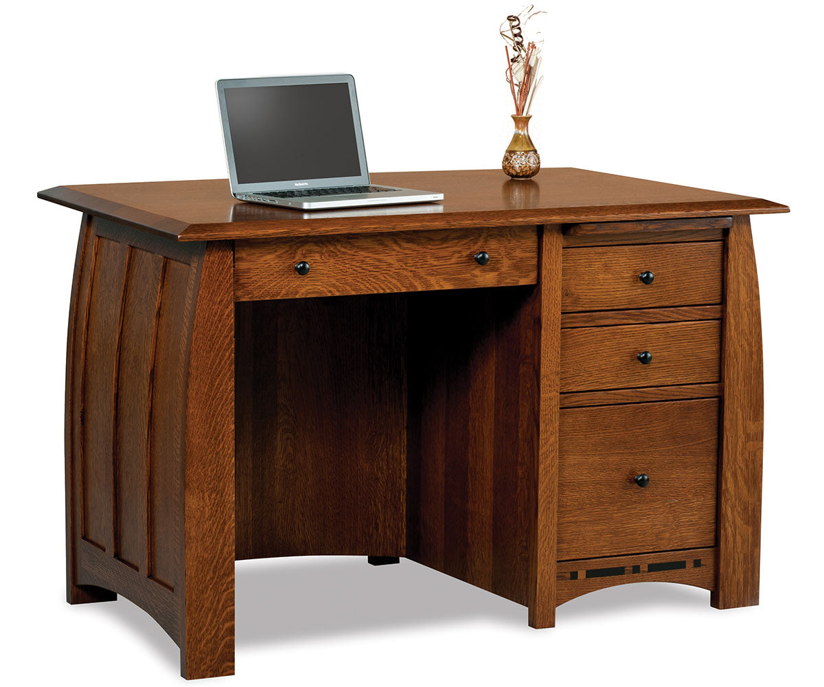 Boulder Creek Single Pedestal Desk 4 Drawer With Optional Hutch