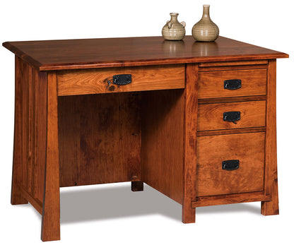 Grant Single Pedestal 4 Drawer Desk W/Unfinished Backside