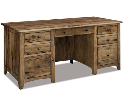 Dover Double Pedestal 7 Drawer Desk W/Unfinished Backside