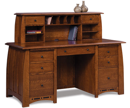 Boulder Creek Double Pedestal 7 Drawer Desk W/2 Drawer Desk Topper