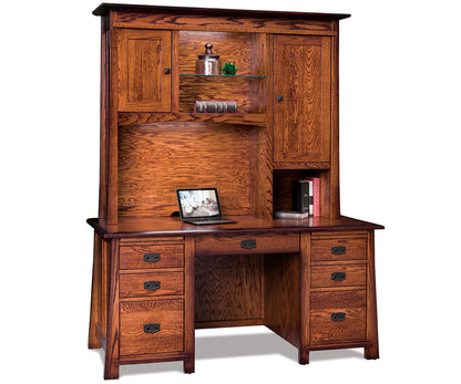 Grant Double Pedestal 7 Drawer Desk W/Unfinished Backside